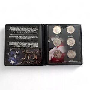 6 Decades of JFK Half Dollars 1960's, 1970's, 1980's, 1990's, 2000's, 2010's